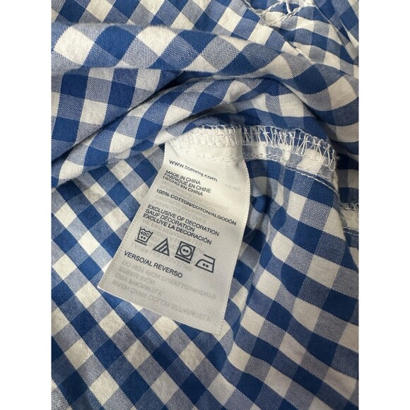 Tommy Hilfiger Youth Boys Blue Checkered Dress Shirt Size Med 12/14 100% Cotton - Picture 5 of 8